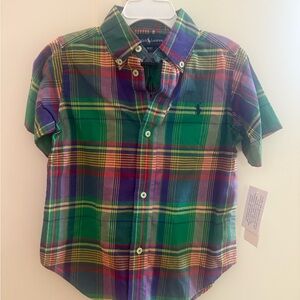 Ralph Lauren Green and Purple Button Down Shirt - New with Tags